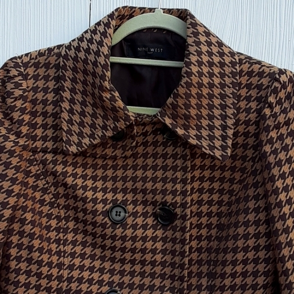 FINAL lvg 8/15 Nine West Suit Double Breasted short Houndstooth knit Jacket Sz 4 - Picture 6 of 10